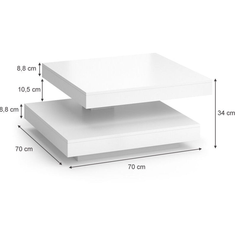 Table basse pivotante à 360°