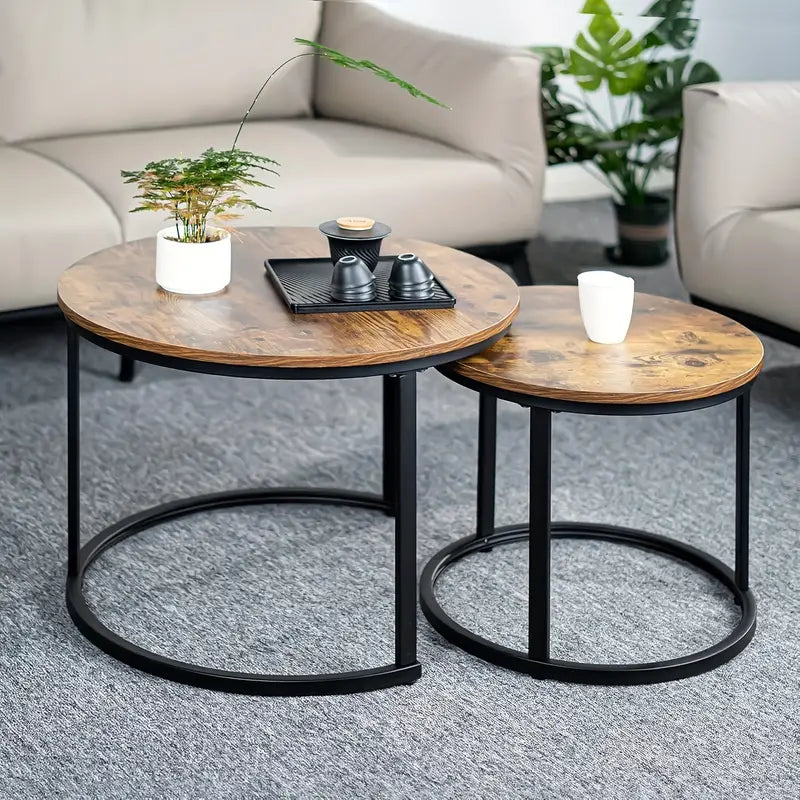 Ensemble de 2 tables d'appoint rondes